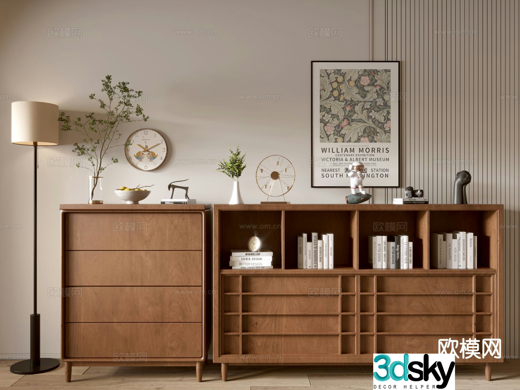 Medieval style side cabinet 3D model