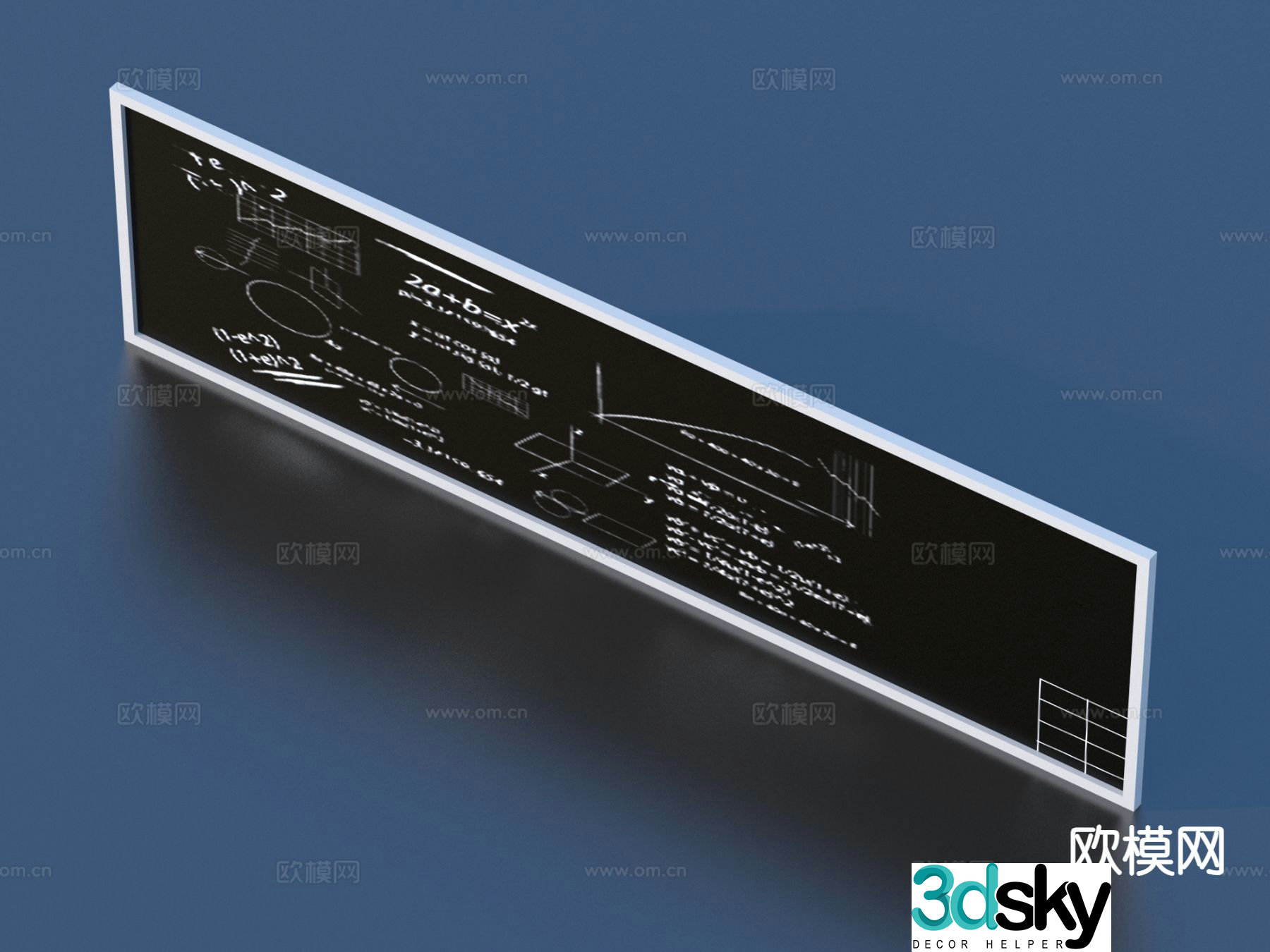 Office supplies blackboard writing board 3d model