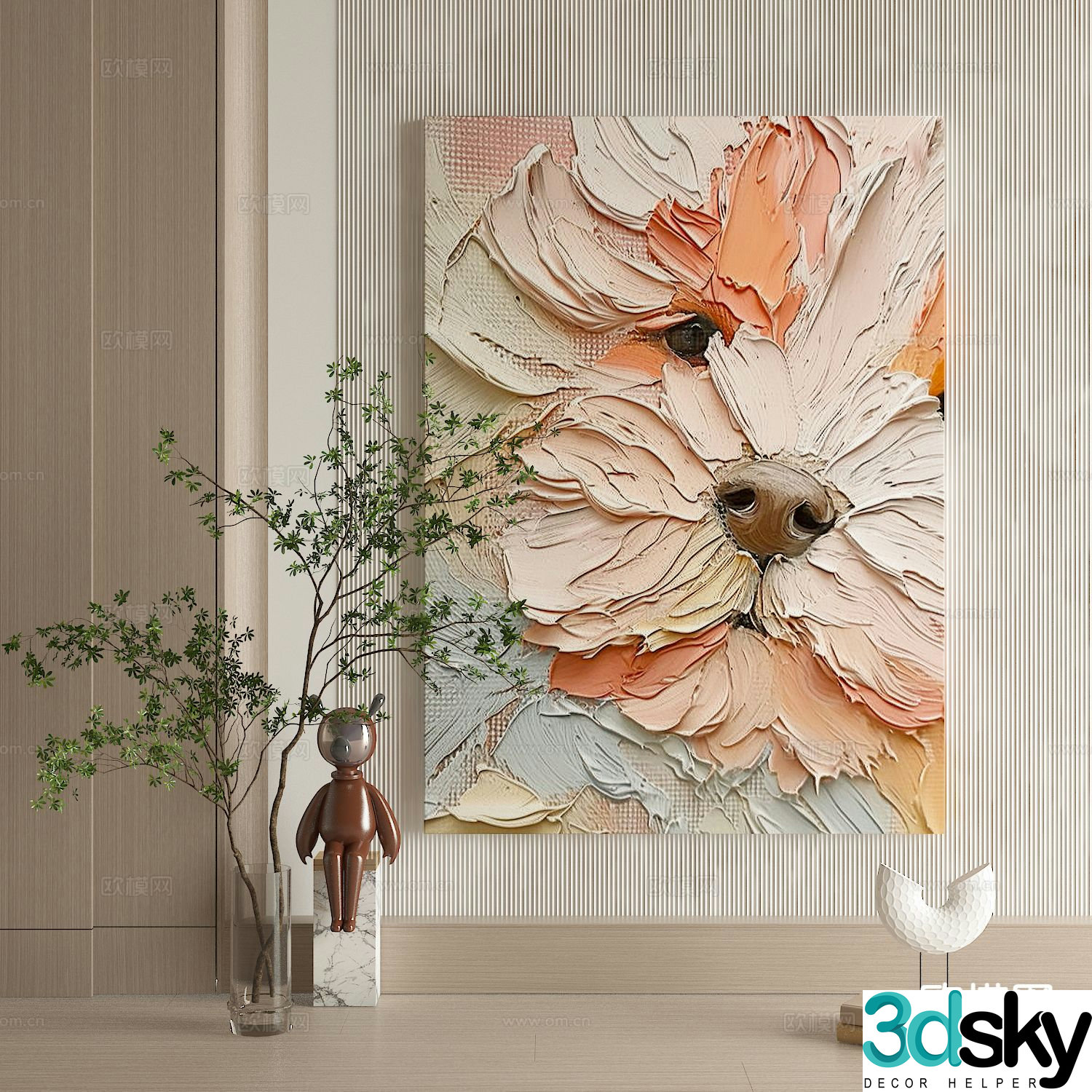 American texture painting decorative painting hanging painting 3D model