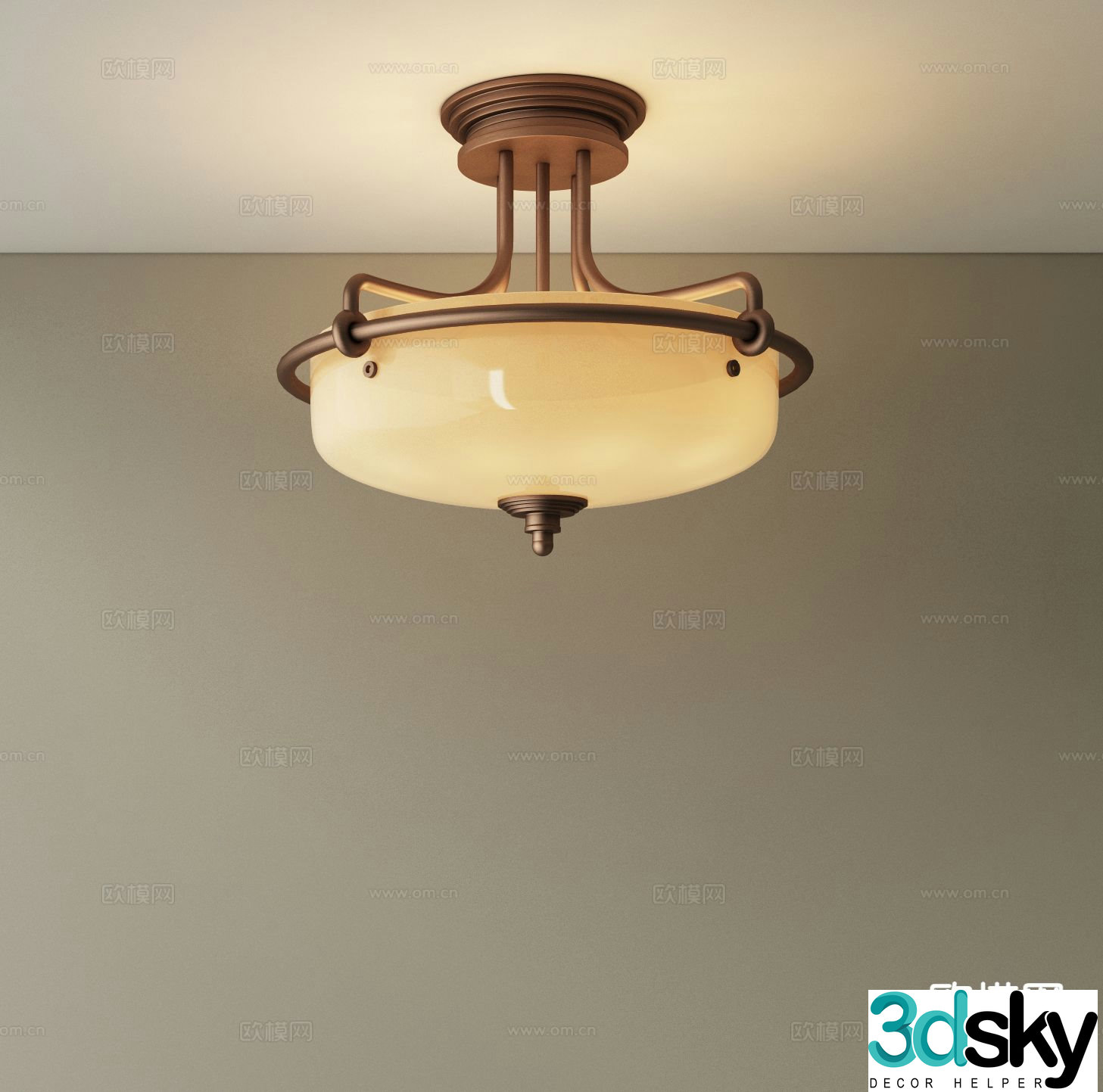 French ceiling lamp retro chandelier 3d model