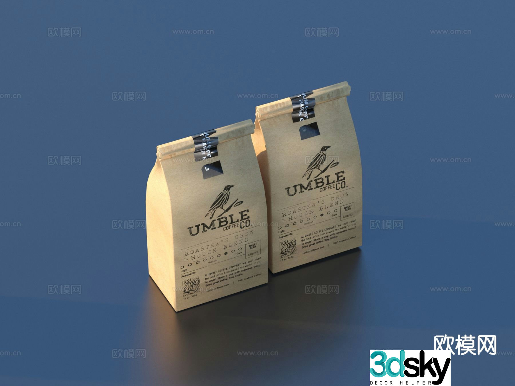 carton paper bag packaging box food 3d model