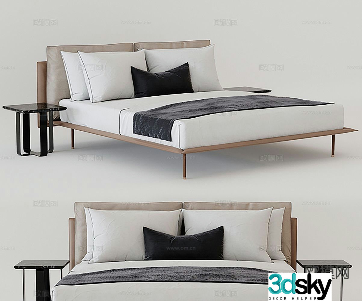 Modern double bed 3d model