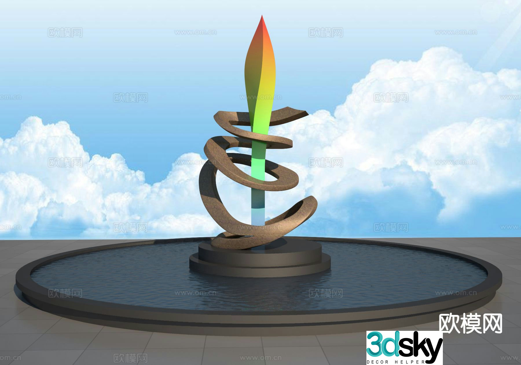Abstract trihedral sculpture 3d model