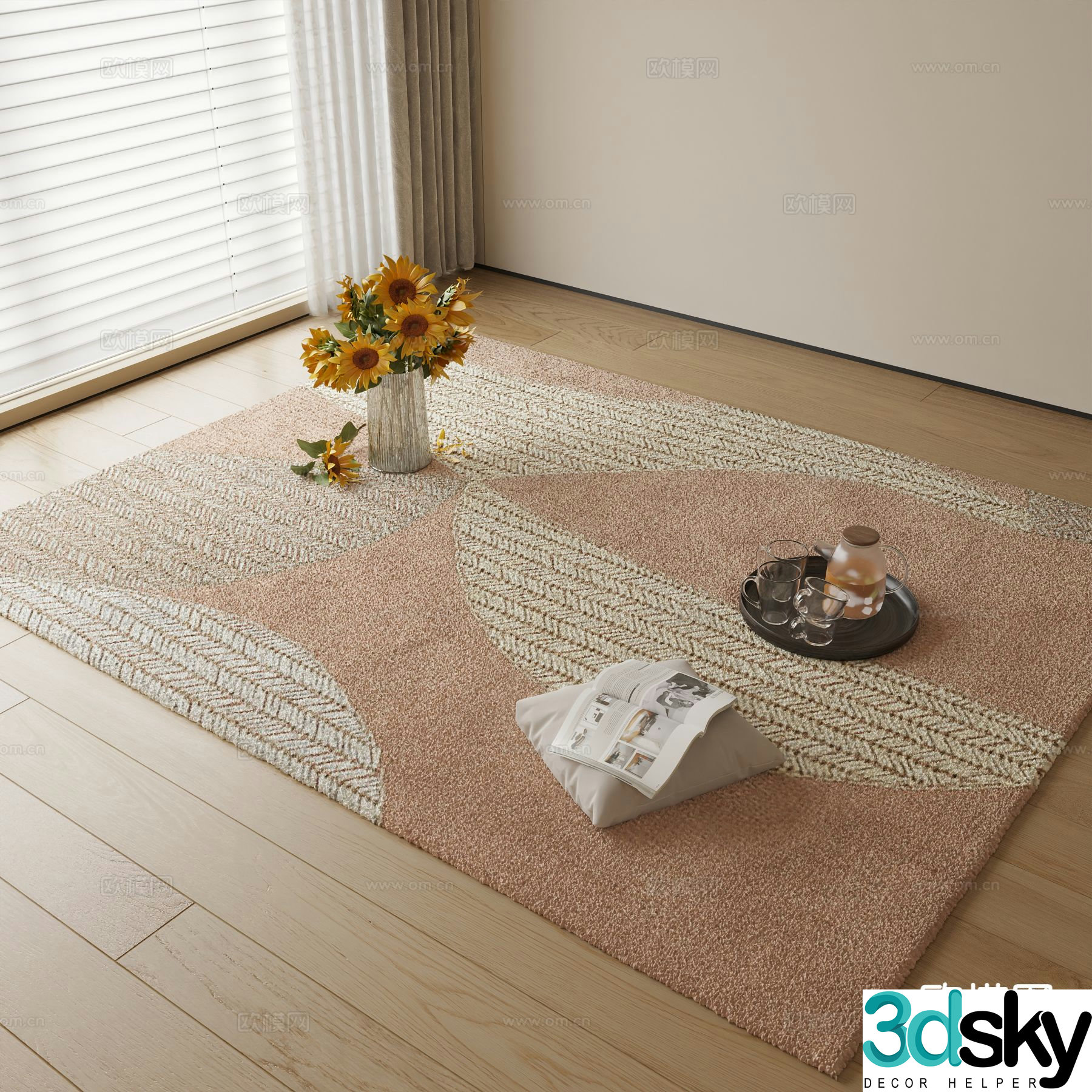 Modern carpet square rug 3d model