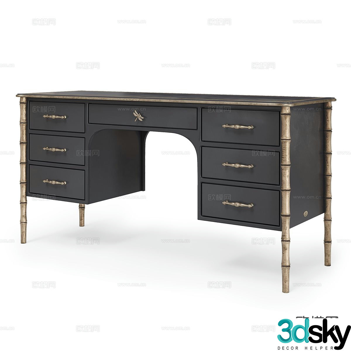 American desk writing desk 3d model