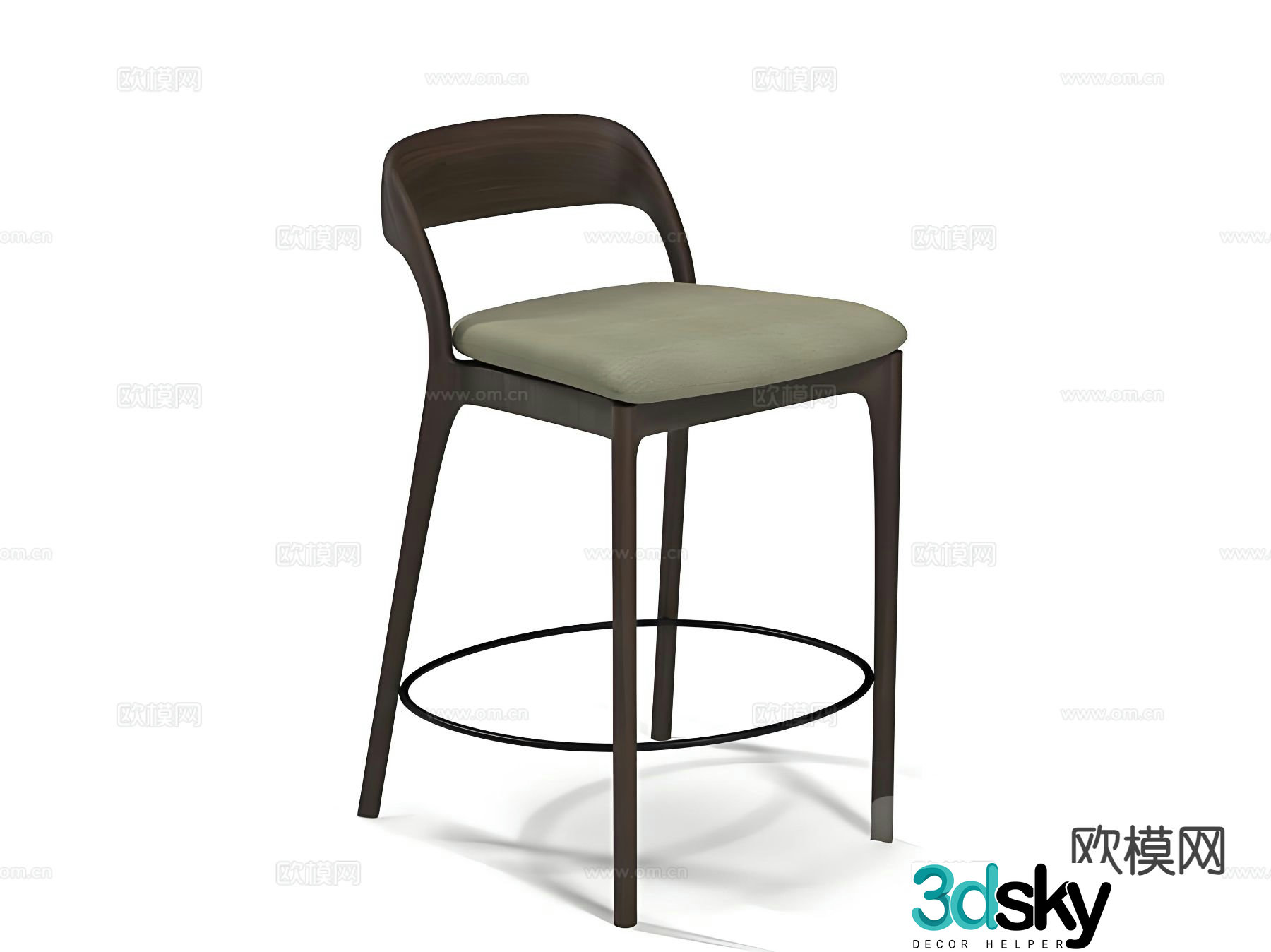 New Chinese Bar Stool Bar Stool High Stool 3D Model