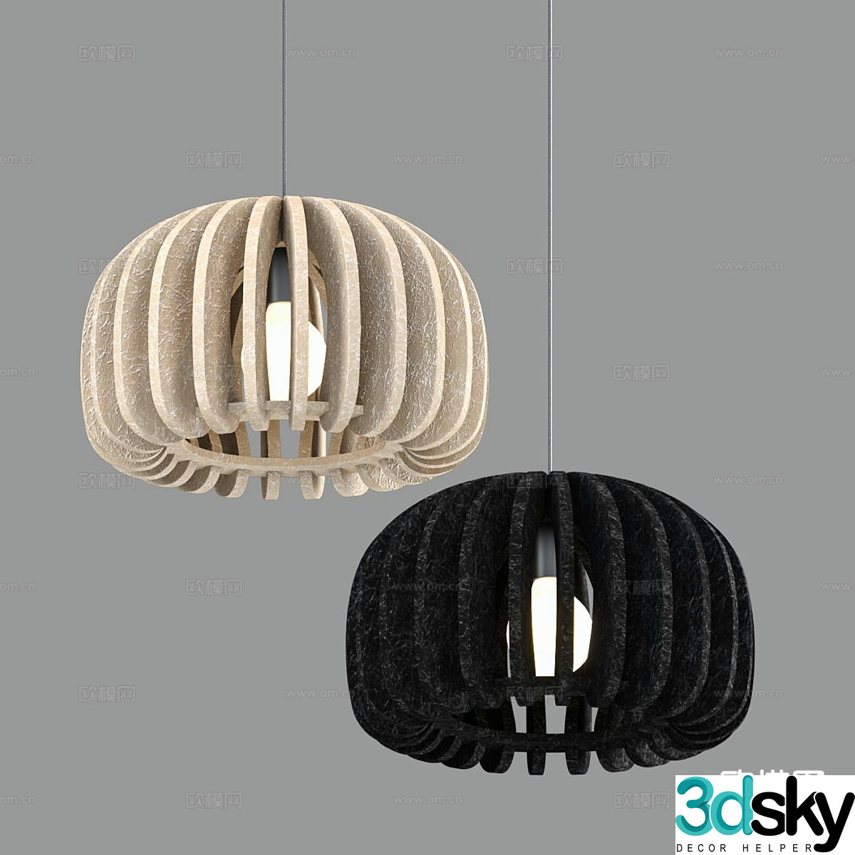 Wabi-sabi style chandelier 3d model