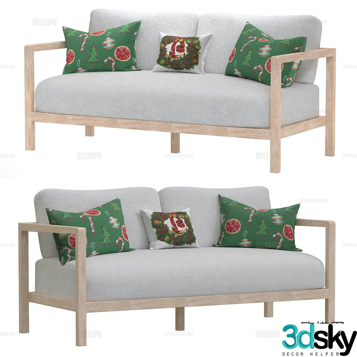 Modern double sofa armrest sofa 3d model