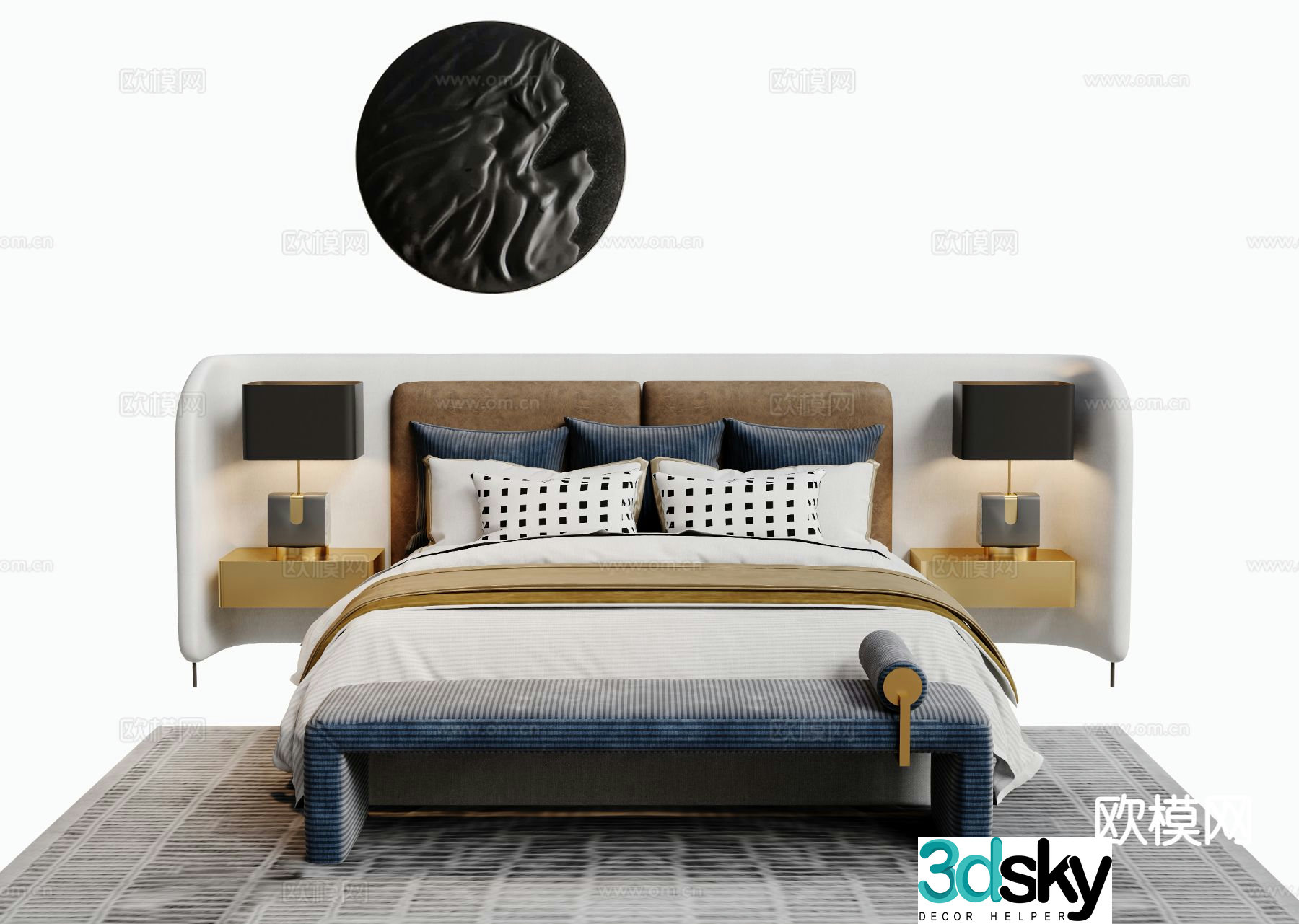 Modern double bed 3d model