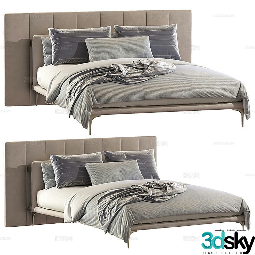 Italian double bed 3d model