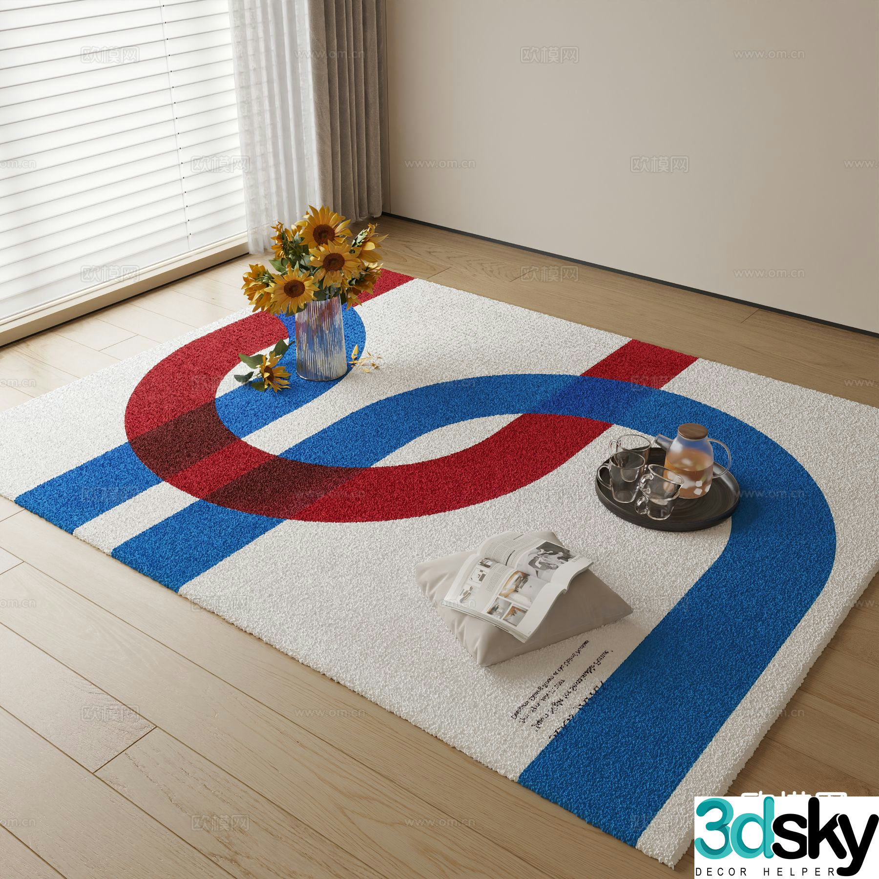 Modern carpet square rug 3d model