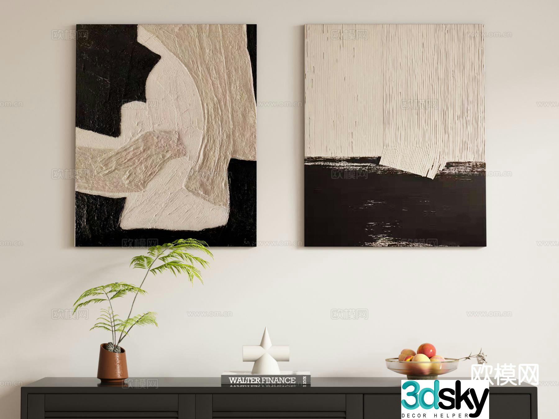 Medieval style hanging painting decorative painting 3d model