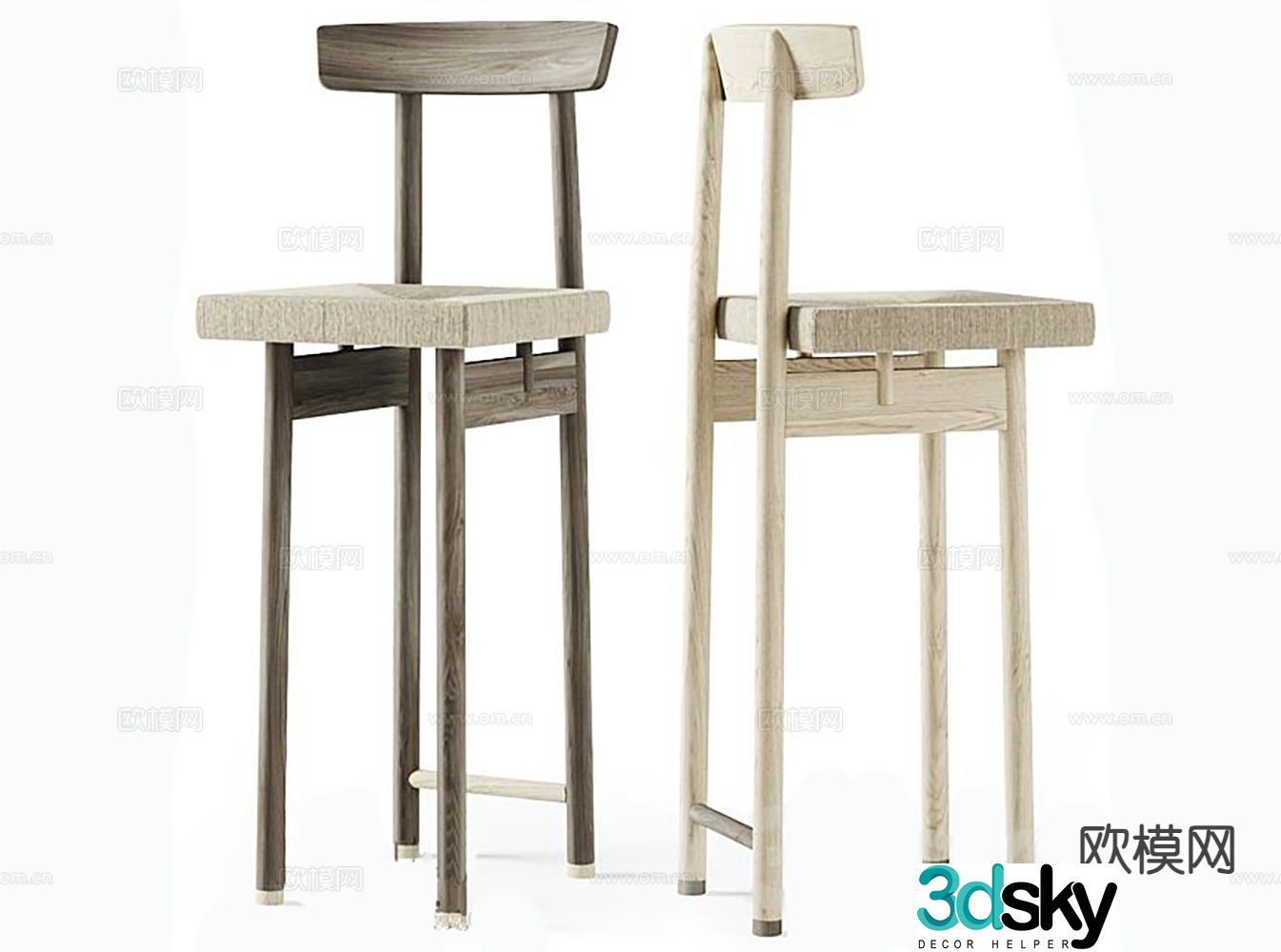Log style bar chair bar stool bar chair 3d model