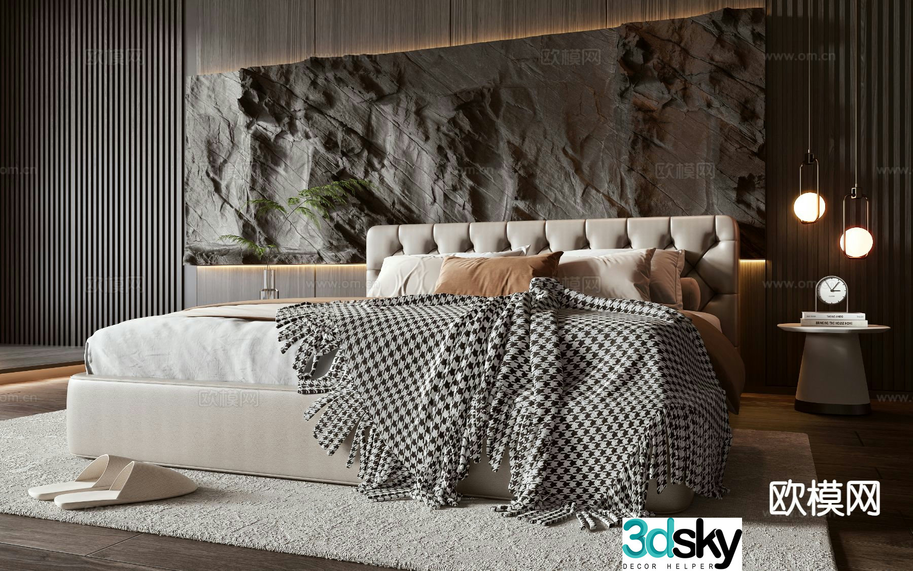Modern double bed 3d model