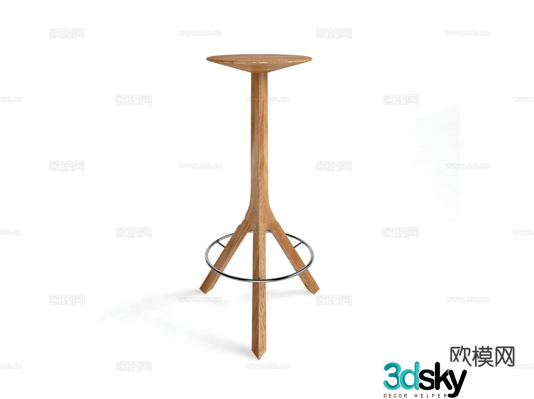 Log style bar chair bar stool high stool 3D model