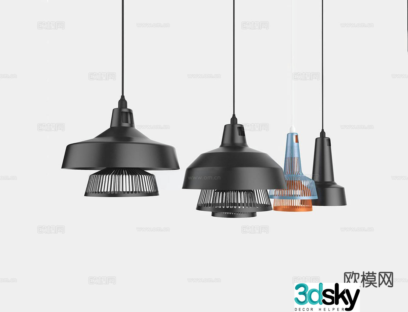 Industrial style chandelier restaurant chandelier 3d model