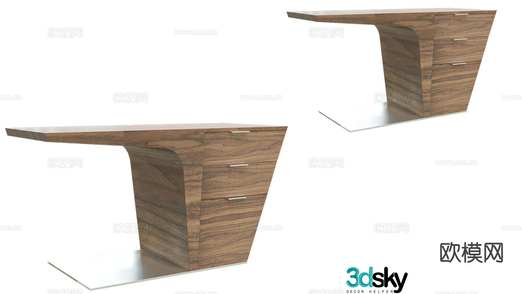 European desk front desk 3d model