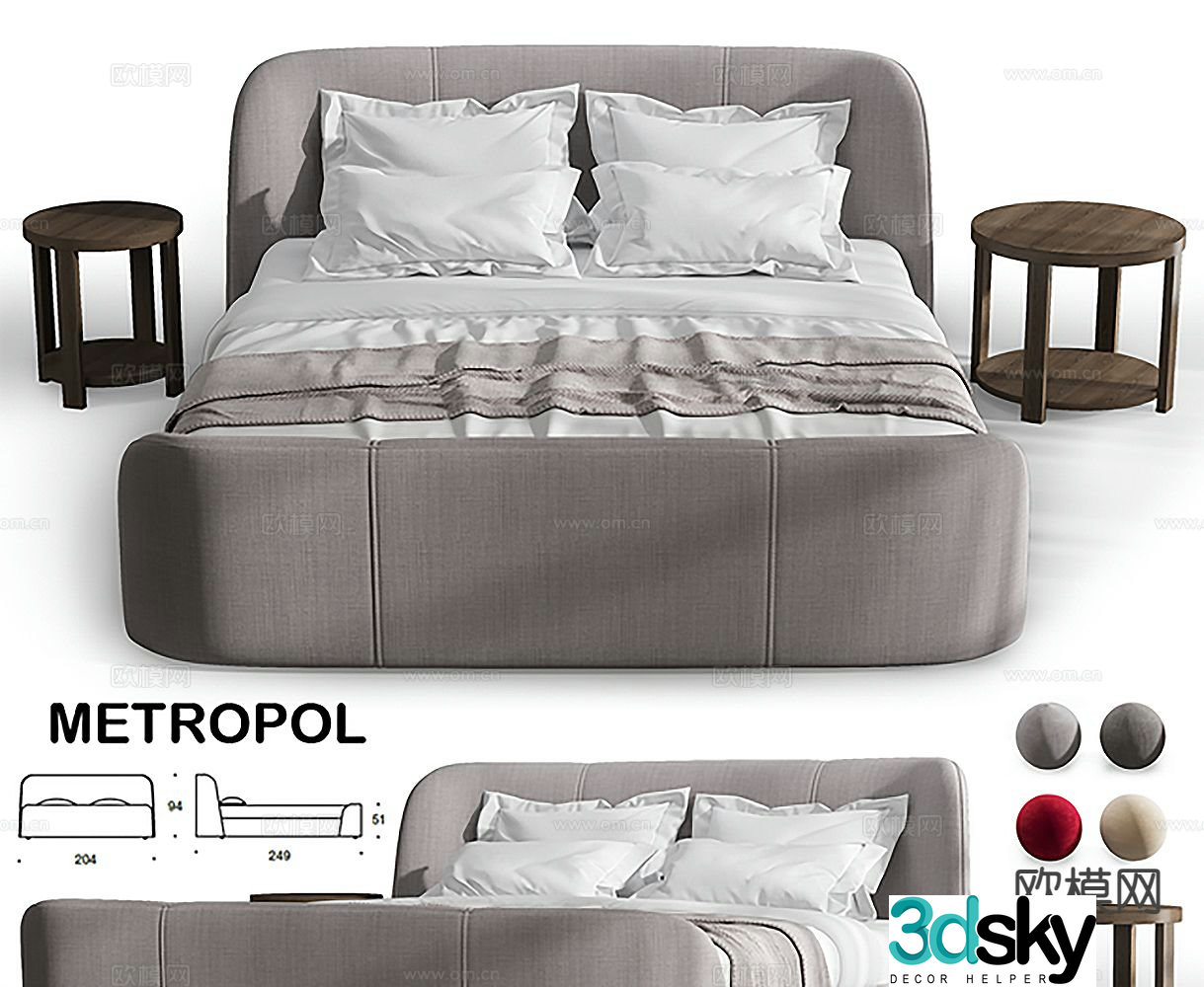 Modern double bed 3d model