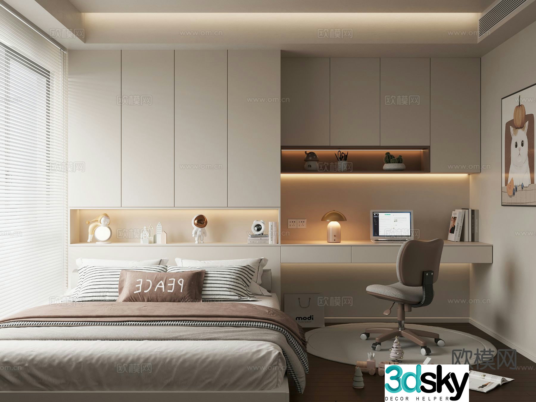 Modern tatami bedroom 3d model