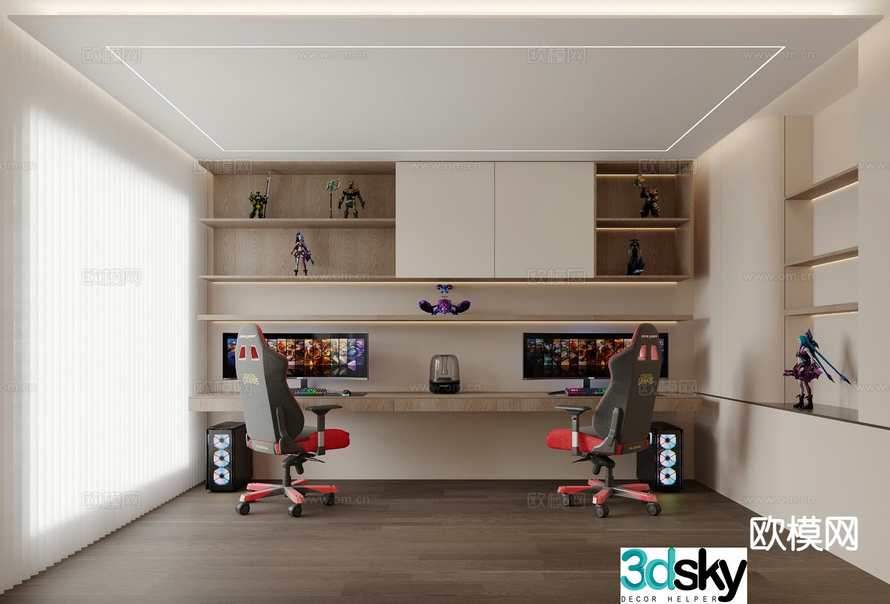 Modern eSports room study 3D model
