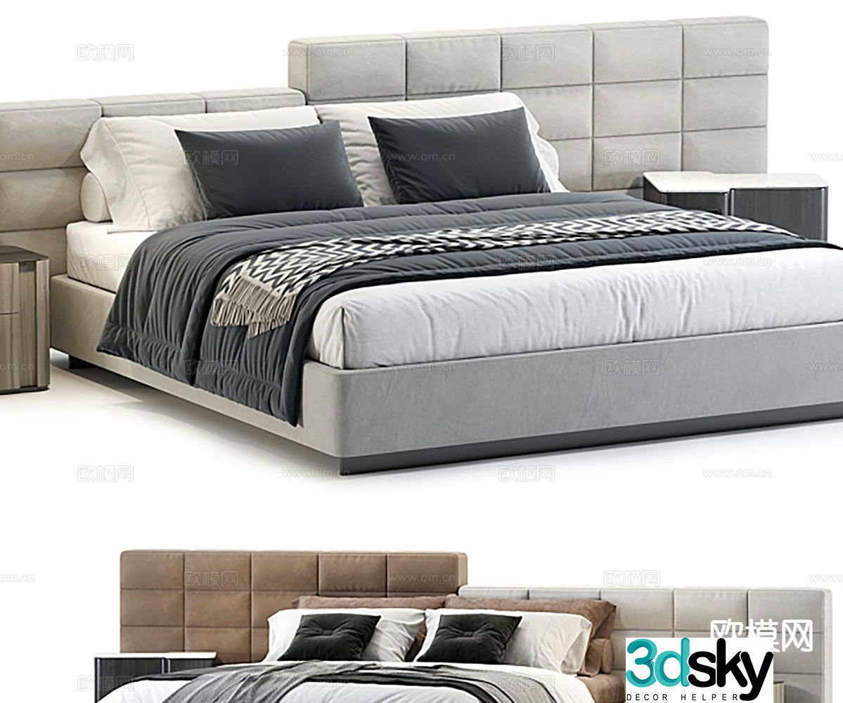 Modern double bed 3d model