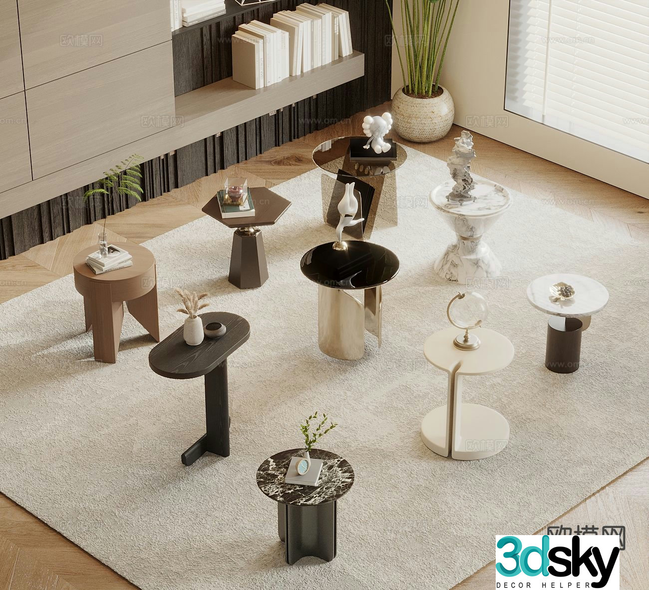 Modern side table corner table round table table table 3D model