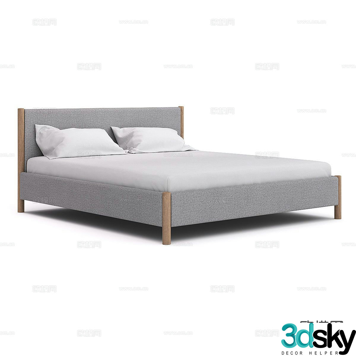 Simple double bed 3d model