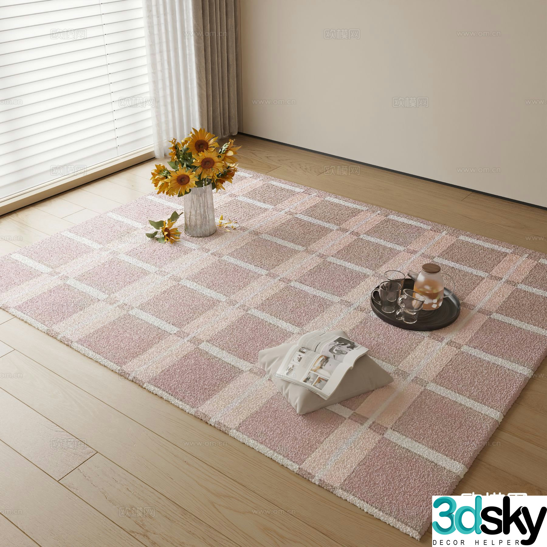 Modern carpet square rug 3d model
