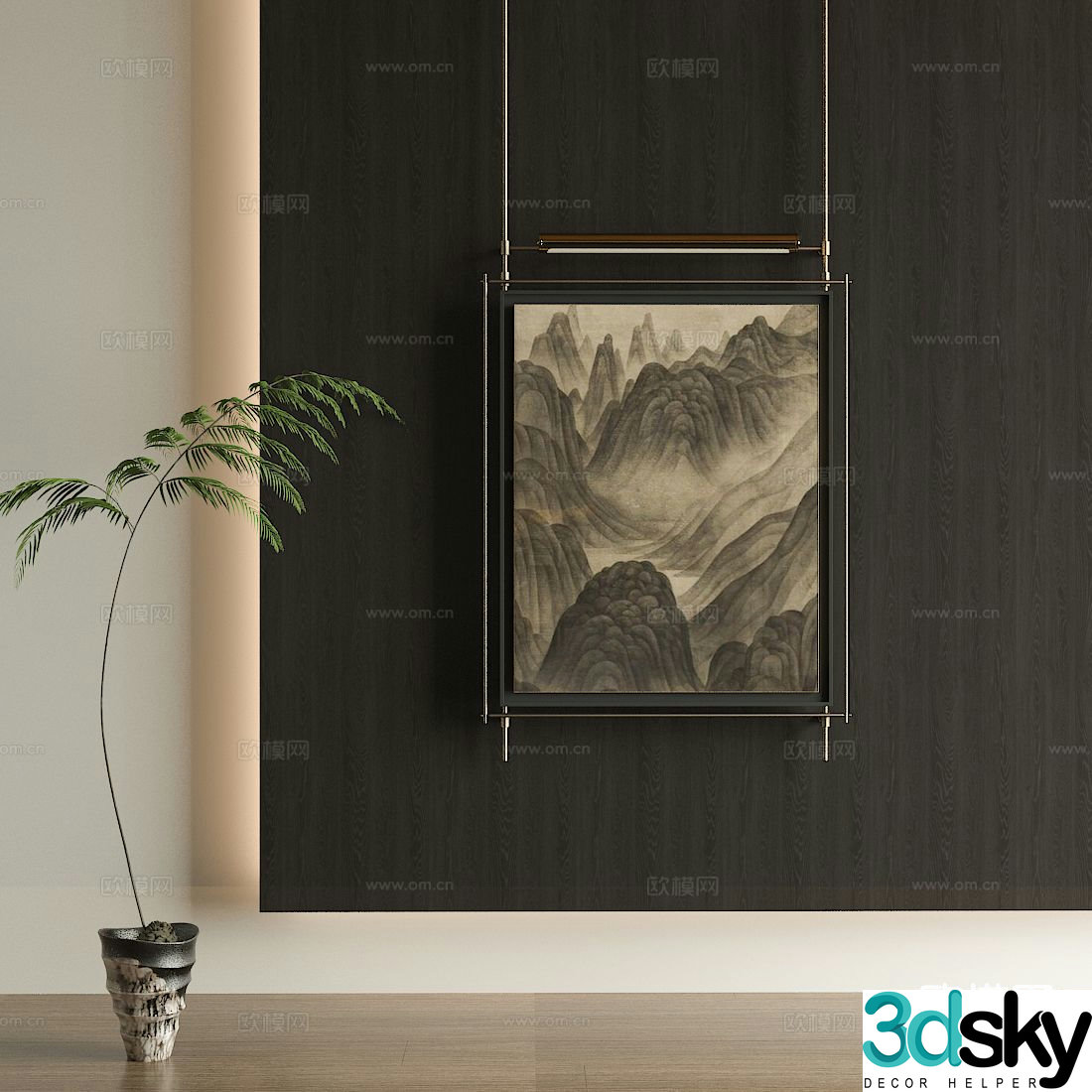 New Chinese style landscape painting decorative painting hanging painting 3D model