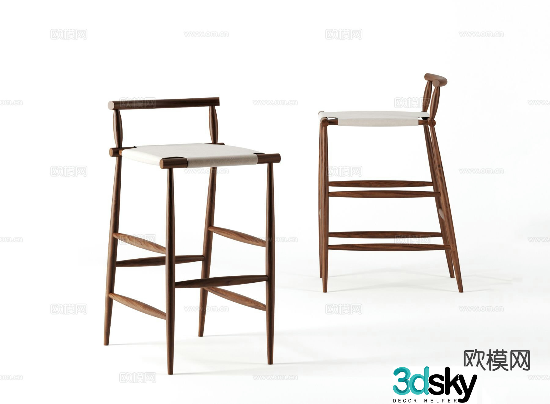 New Chinese style bar stool bar stool bar stool 3d model