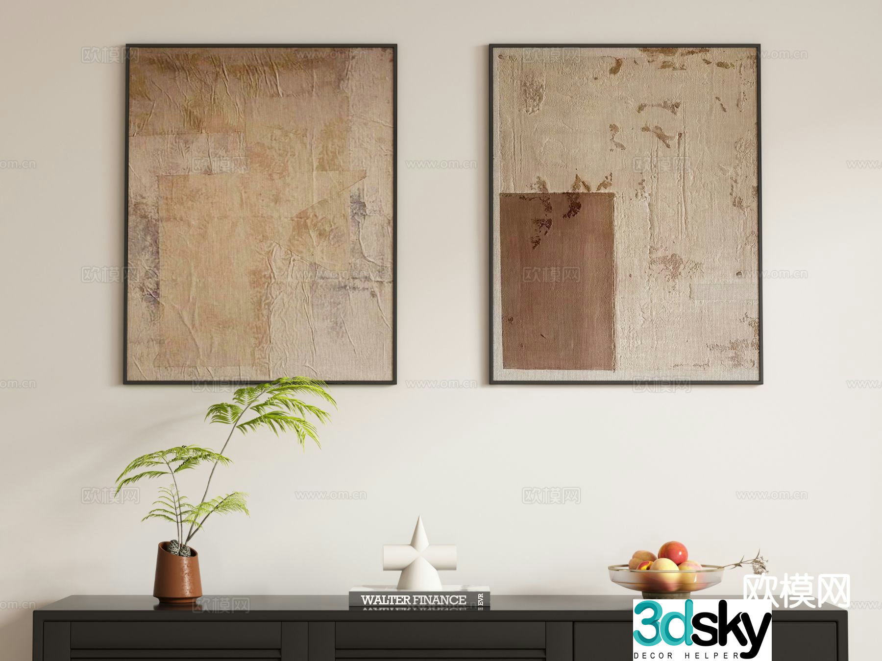 Medieval style decorative painting hanging painting 3d model