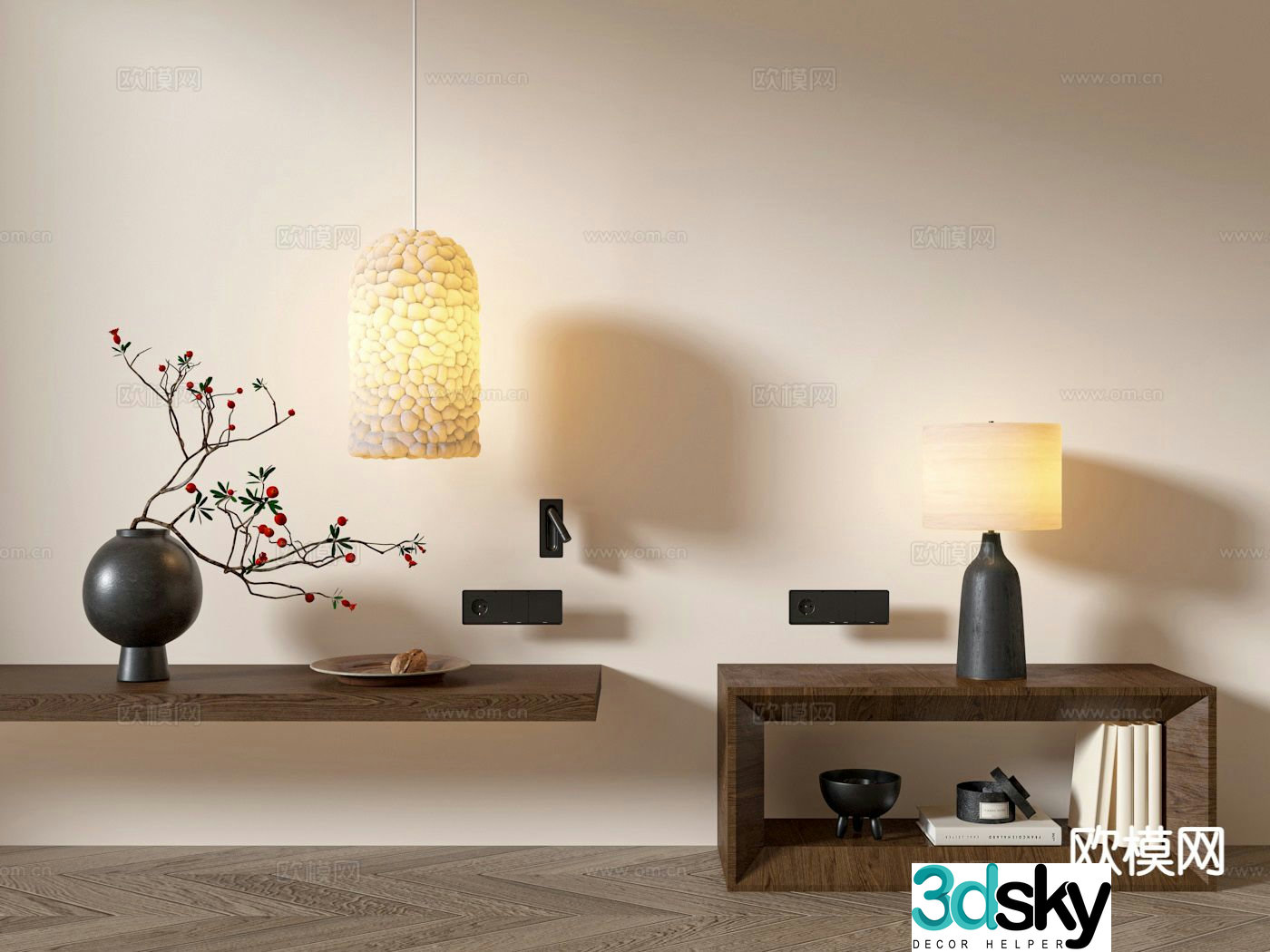 Medieval style bedside table 3d model