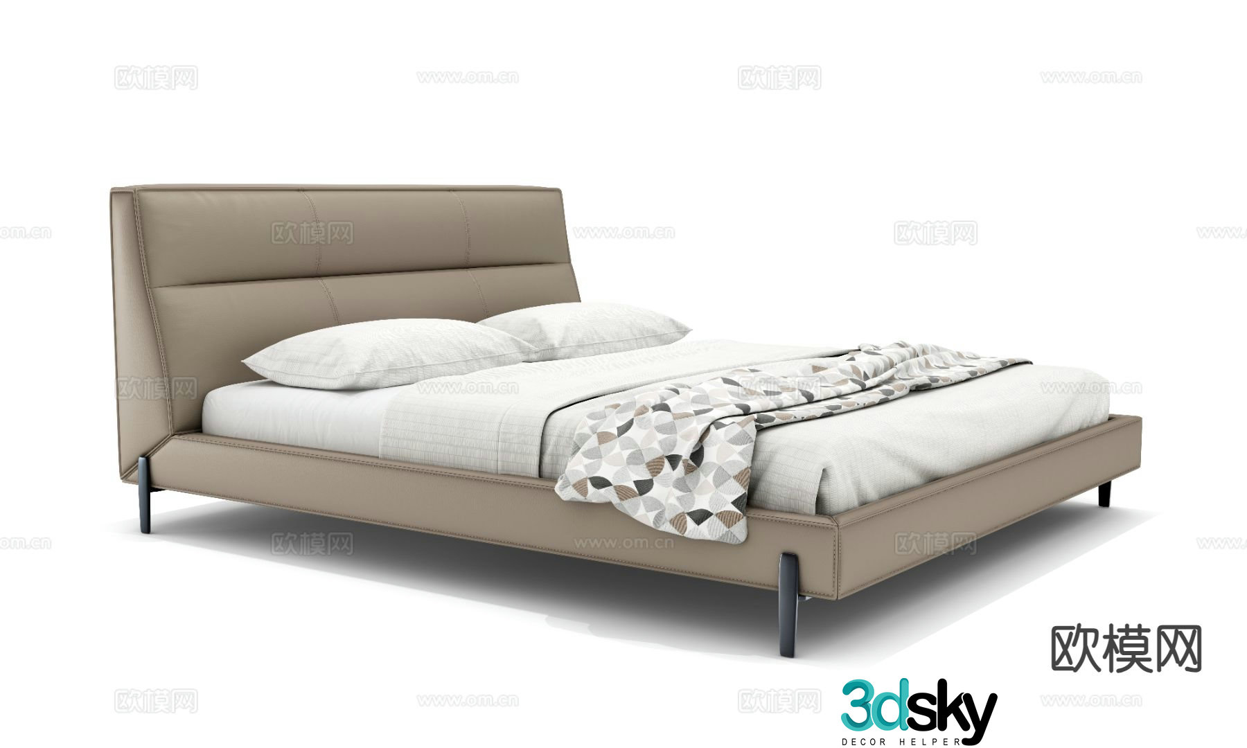 Modern double bed 3d model
