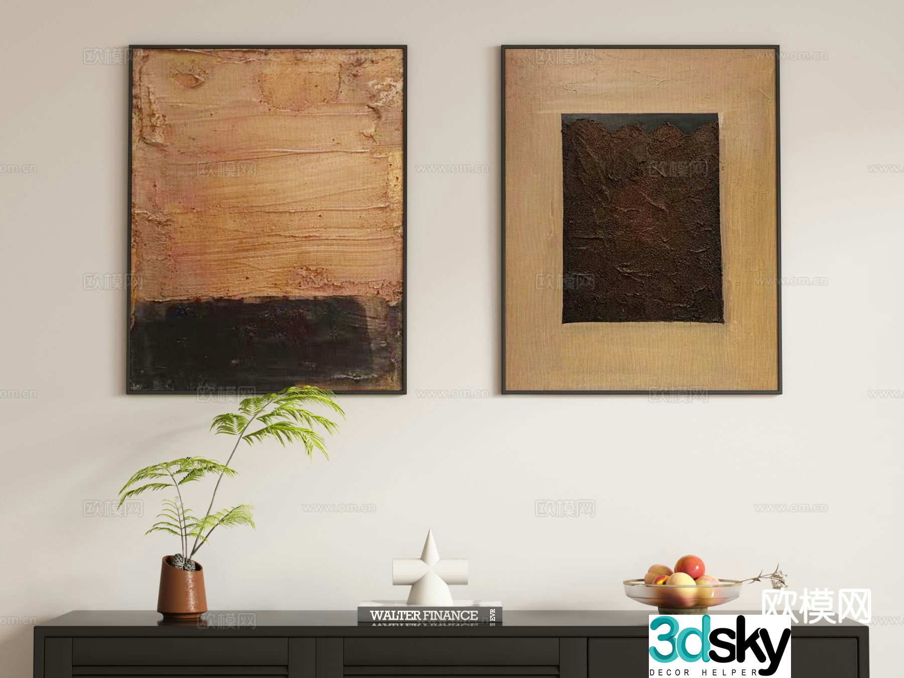 Medieval style decorative painting hanging painting 3d model