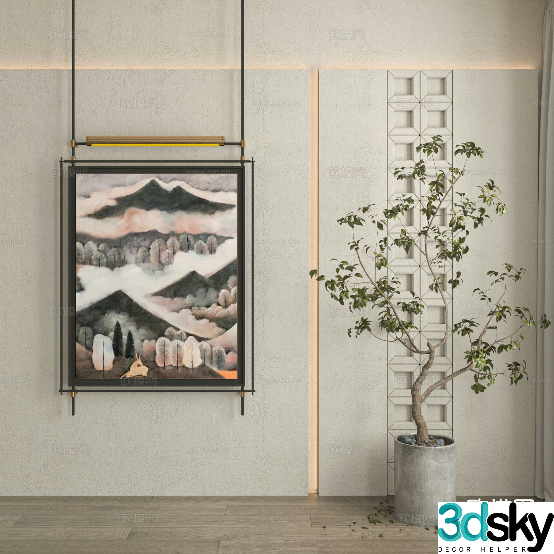Medieval style decorative painting art painting hanging painting 3D model