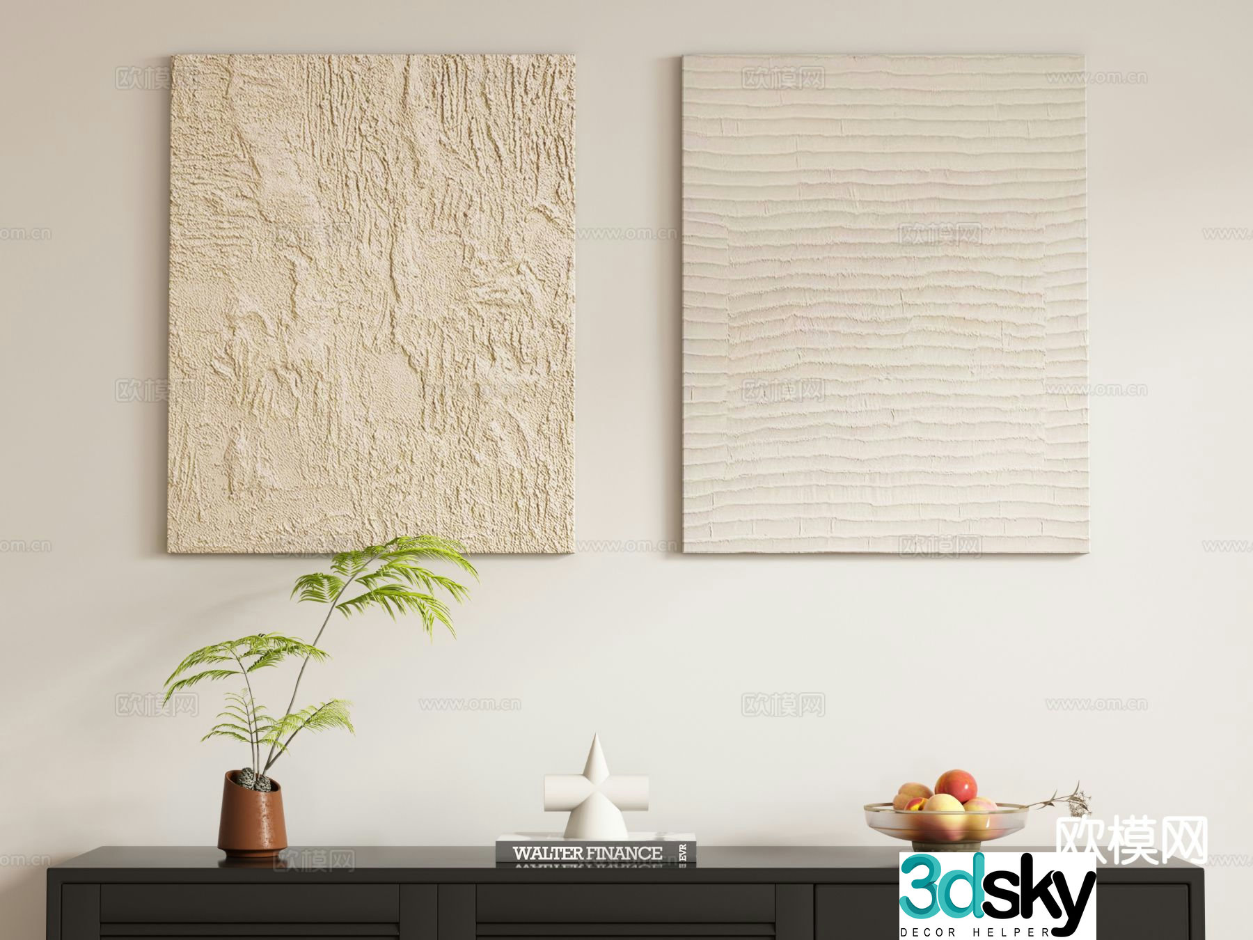 Cream style hanging painting decorative painting 3d model