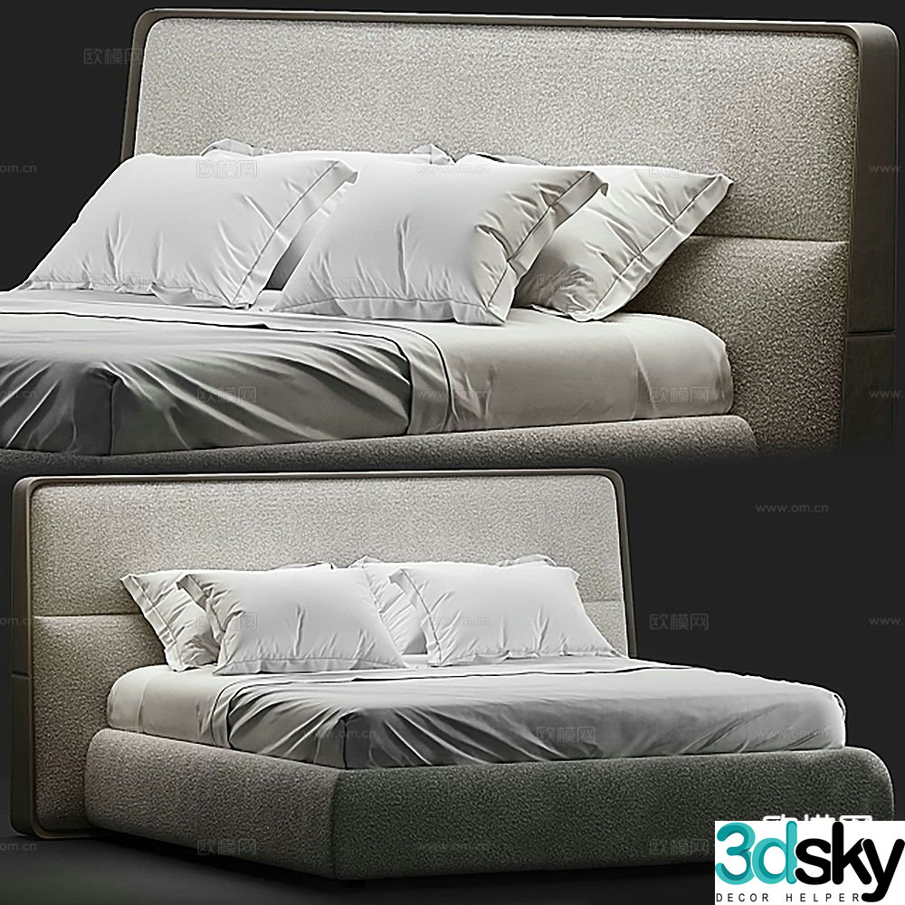 Modern double bed 3d model