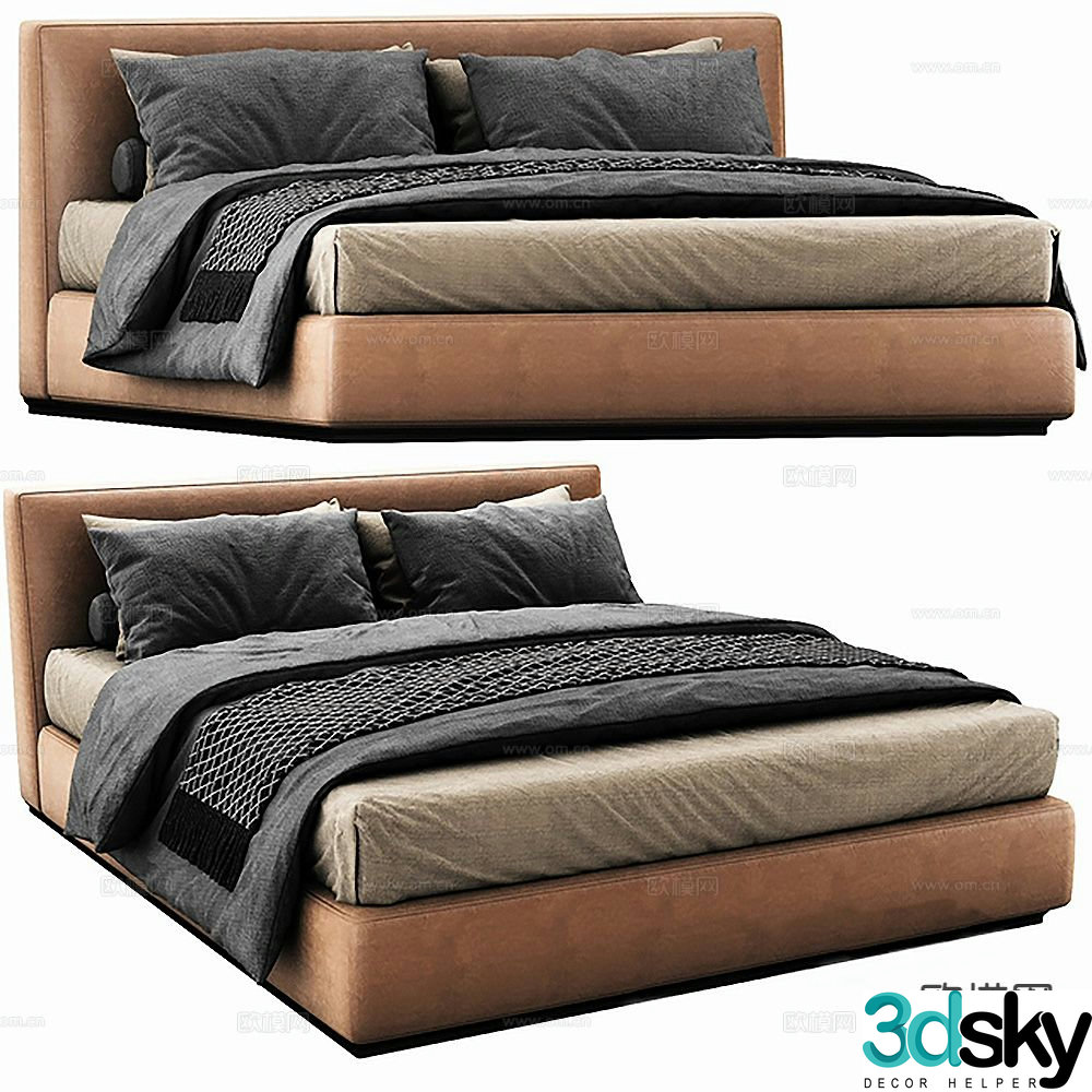 Modern double bed 3d model