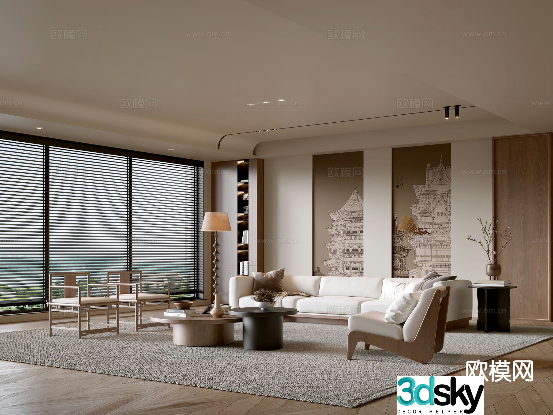 Wabi-sabi living room 3d model