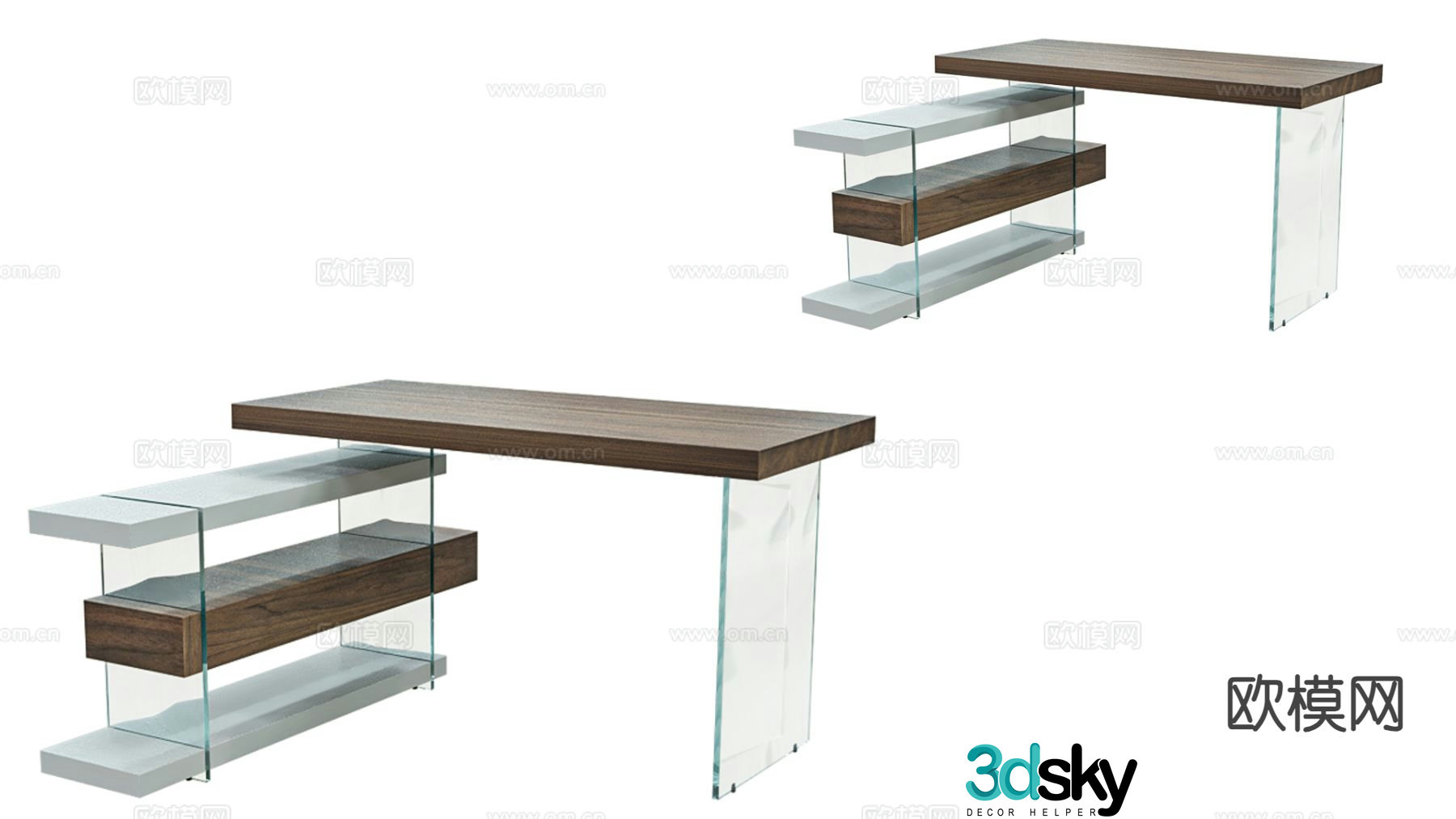 modern desk desk 3d model