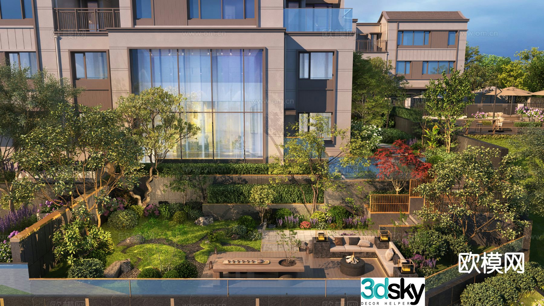Courtyard landscape garden 3d model