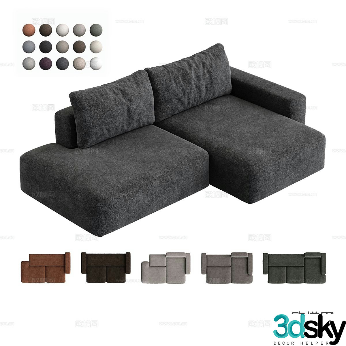 Modern corner sofa multi-person sofa 3d model