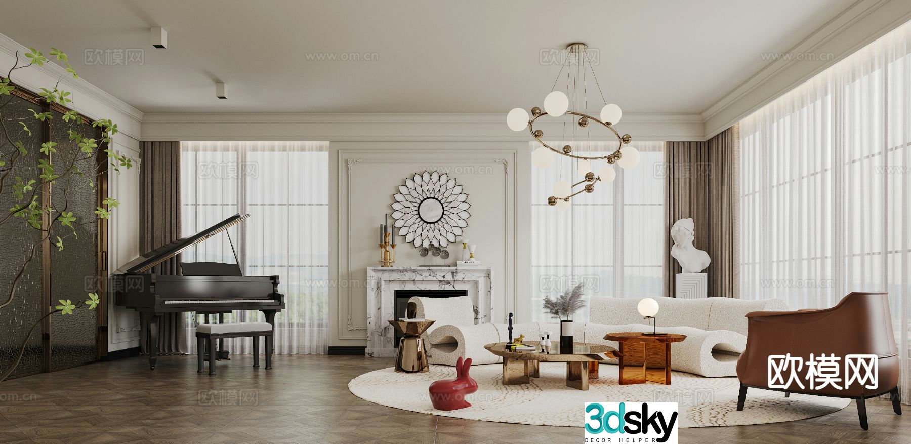 French living room 3d model