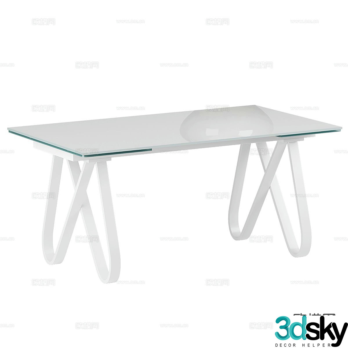 Simple dining table glass dining table 3d model
