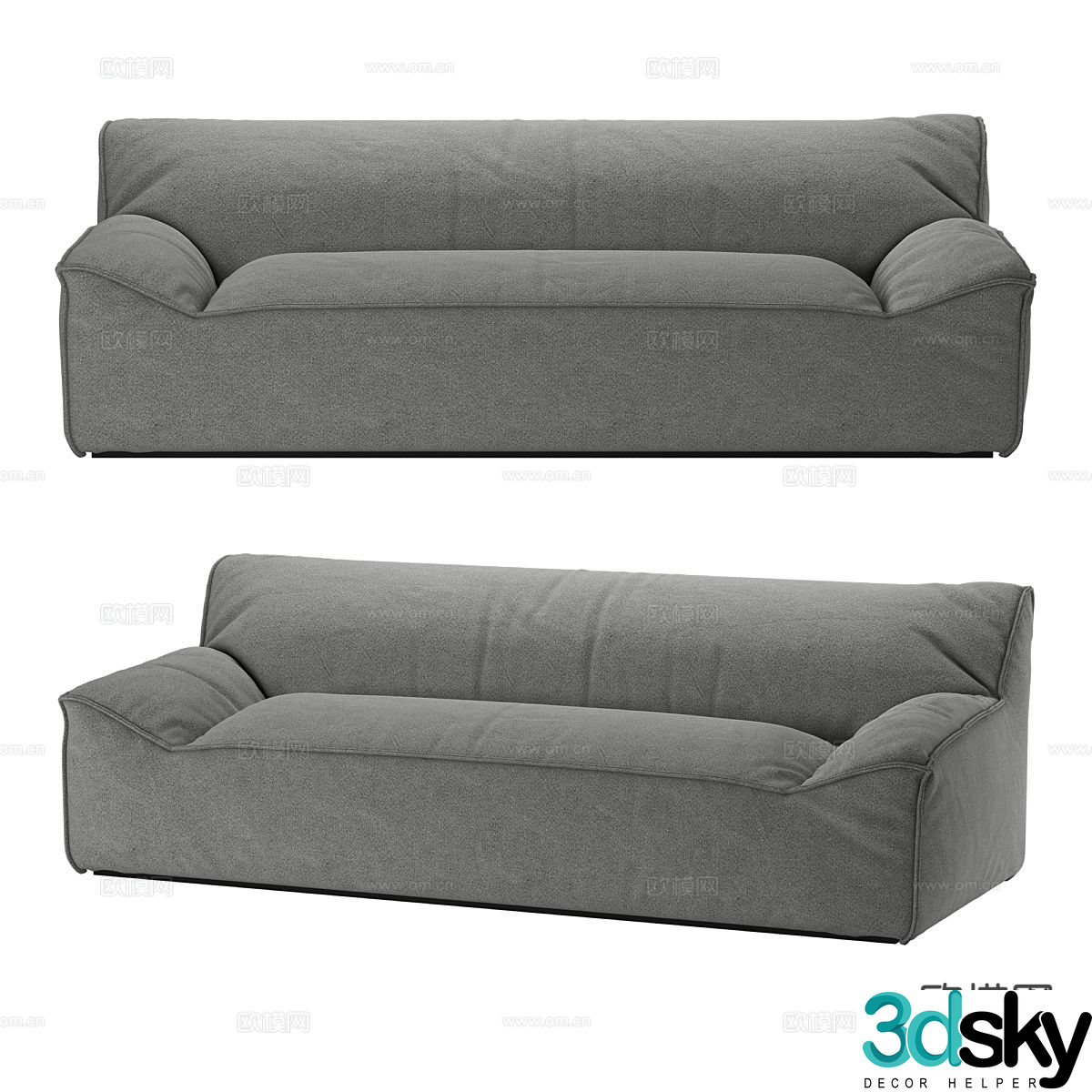 Modern upholstered sofa multi-person sofa 3d model