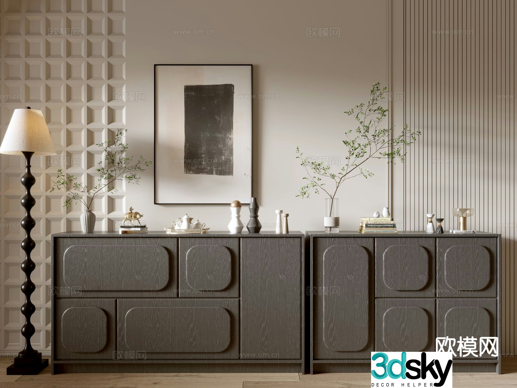 Modern entryway cabinet side cabinet 3d model