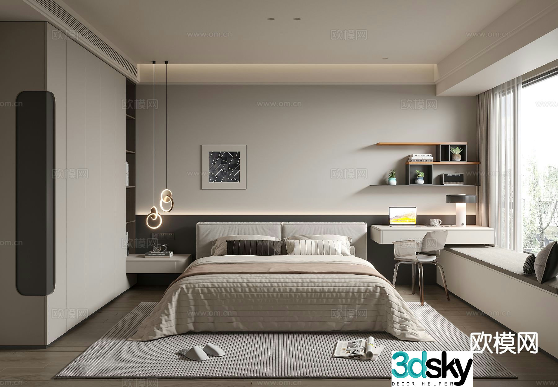 Modern bedroom master bedroom 3d model