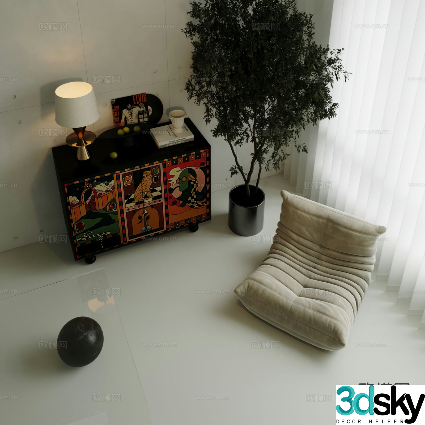 Modern wooden chest d model