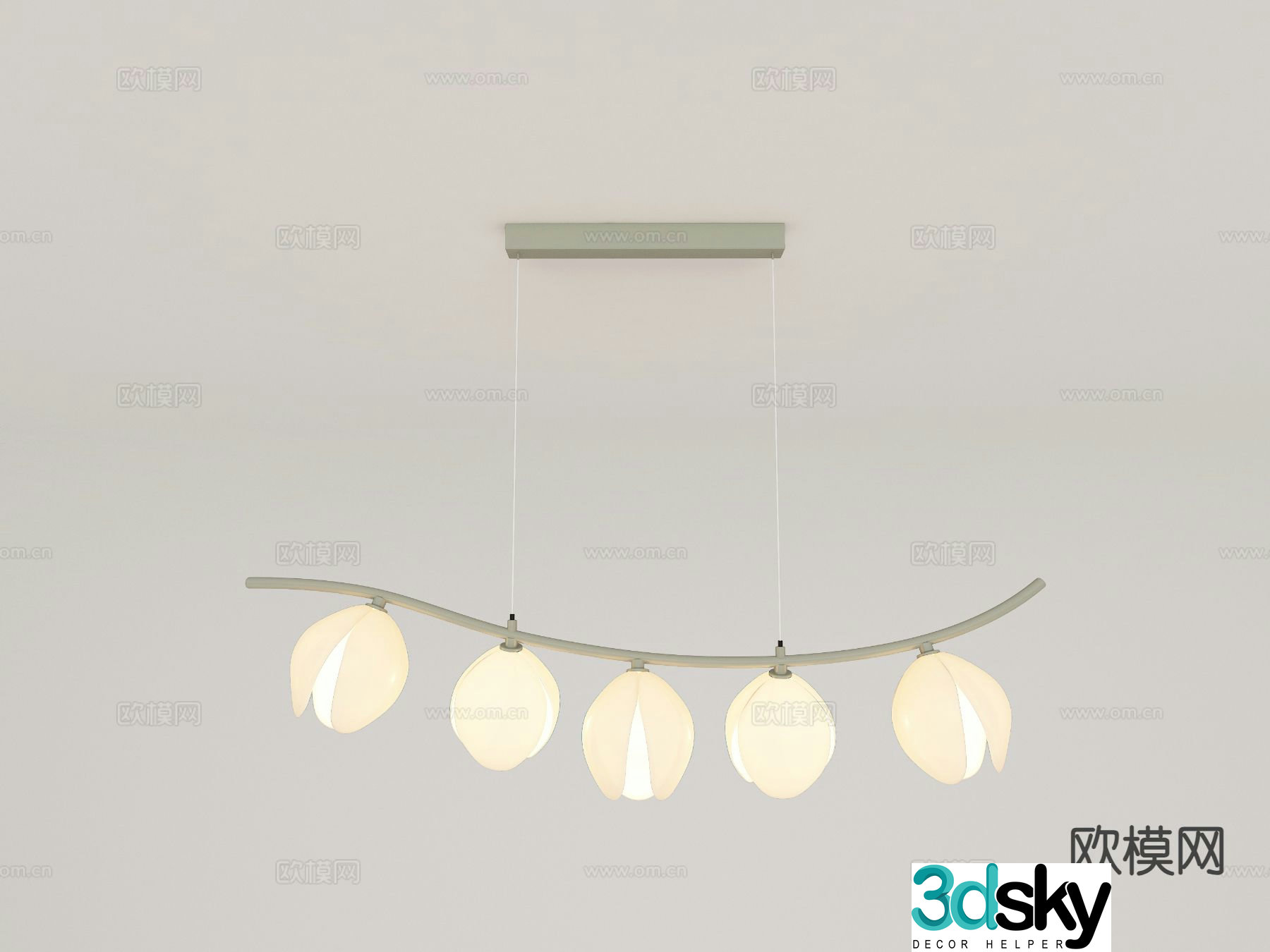 Cream style chandelier multi-head chandelier 3d model