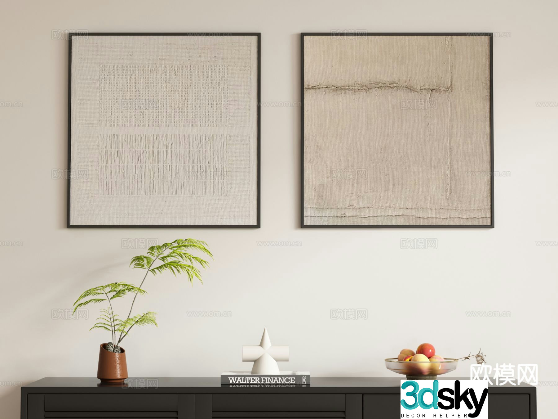 Medieval style hanging painting decorative painting 3d model